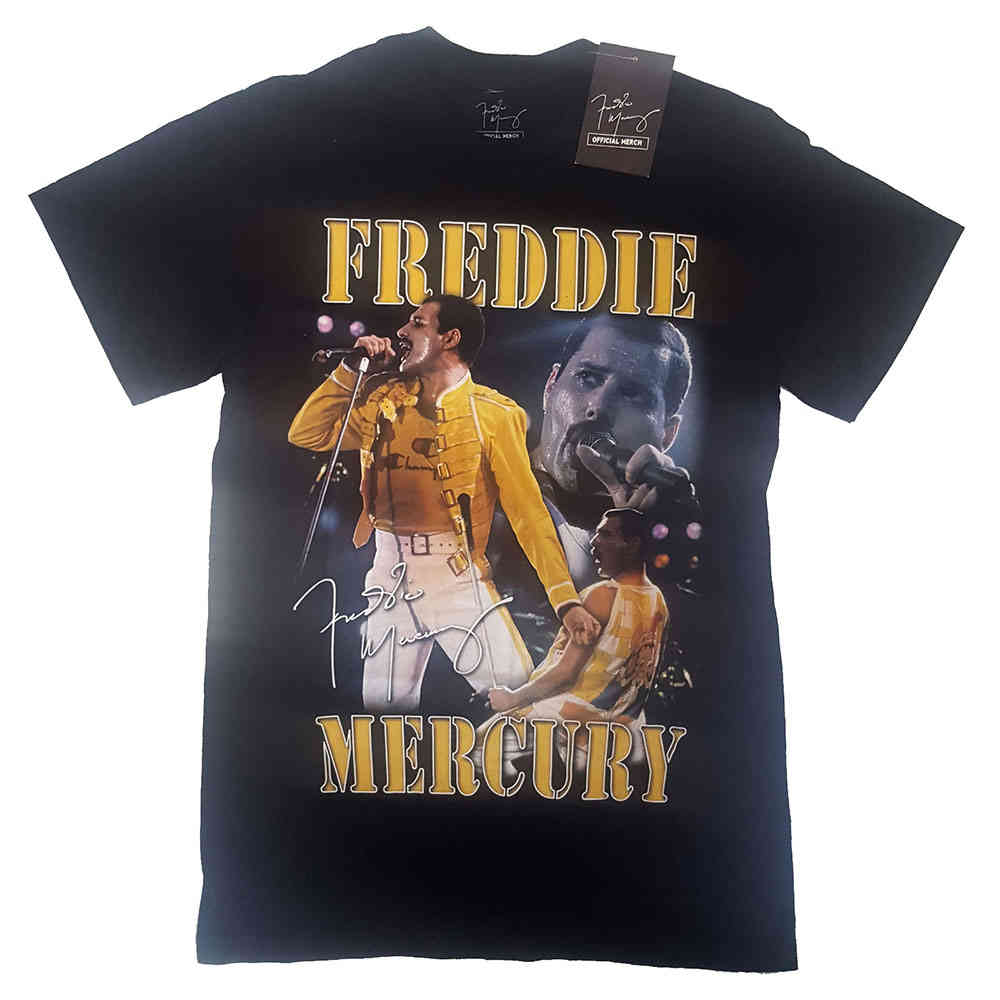 Queen - Freddie Mercury Live Homage Tshirt Homme - Noir